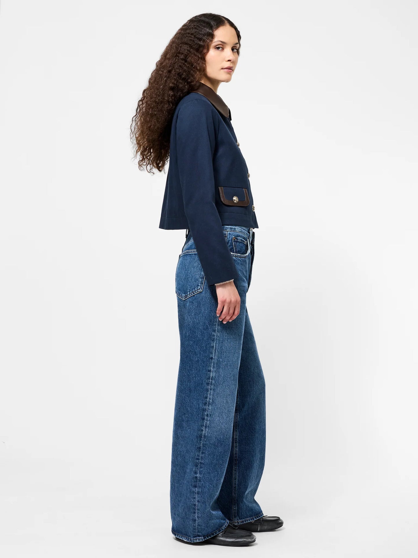 CONTRAST TRIM TWO POCKET JACKET
