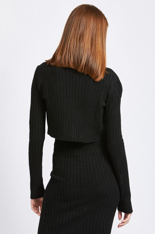 CROPPED RIB CARDIGAN