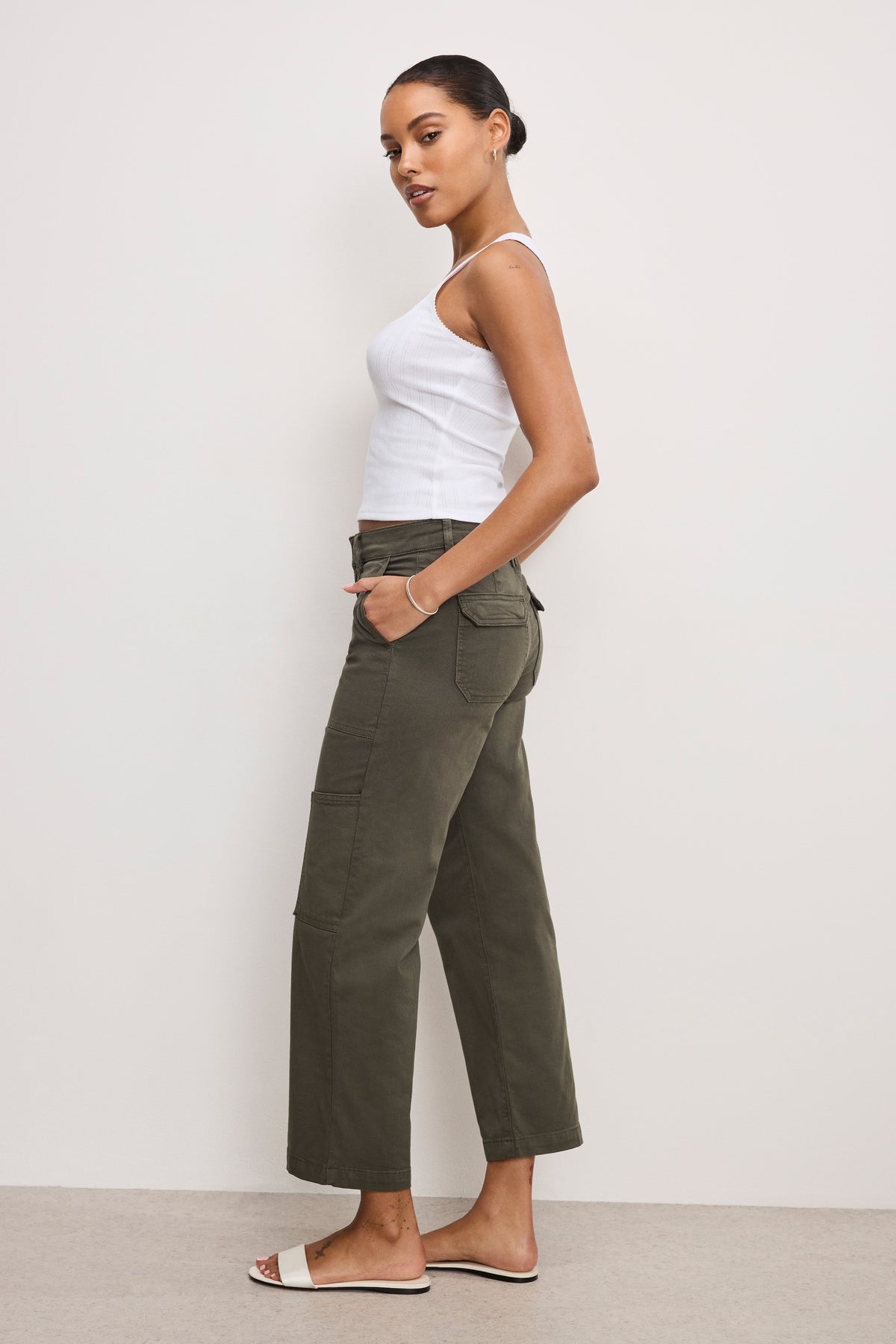 CARGO CROPPED TWILL PANTS