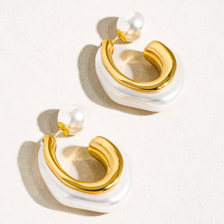 KENNEDY 18K GOLD PEARL HOOPS