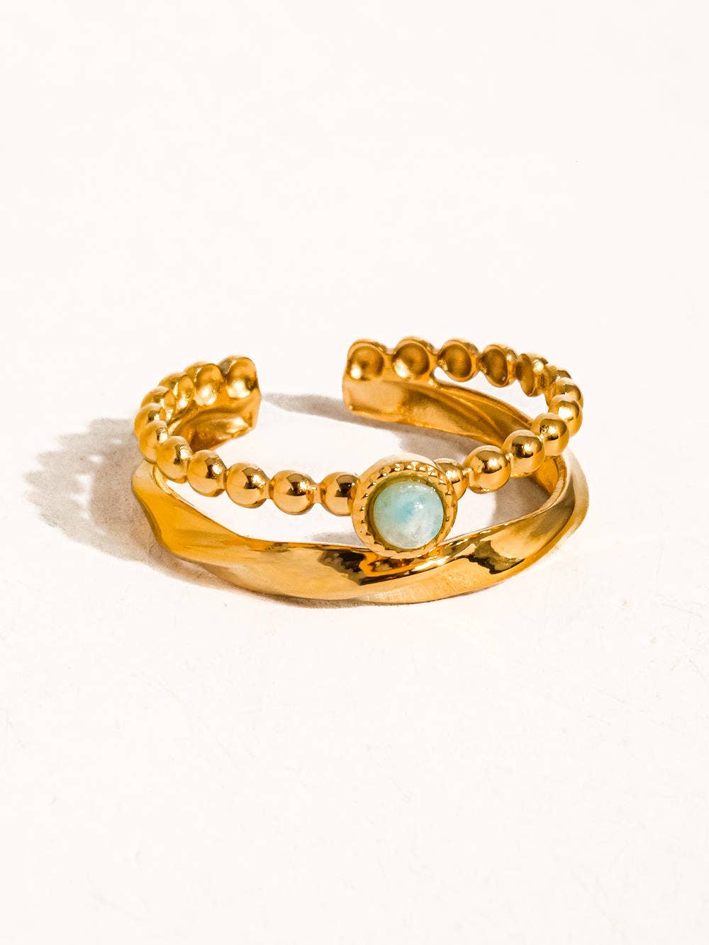 LERI 18K GOLD LAYERED STONE RING