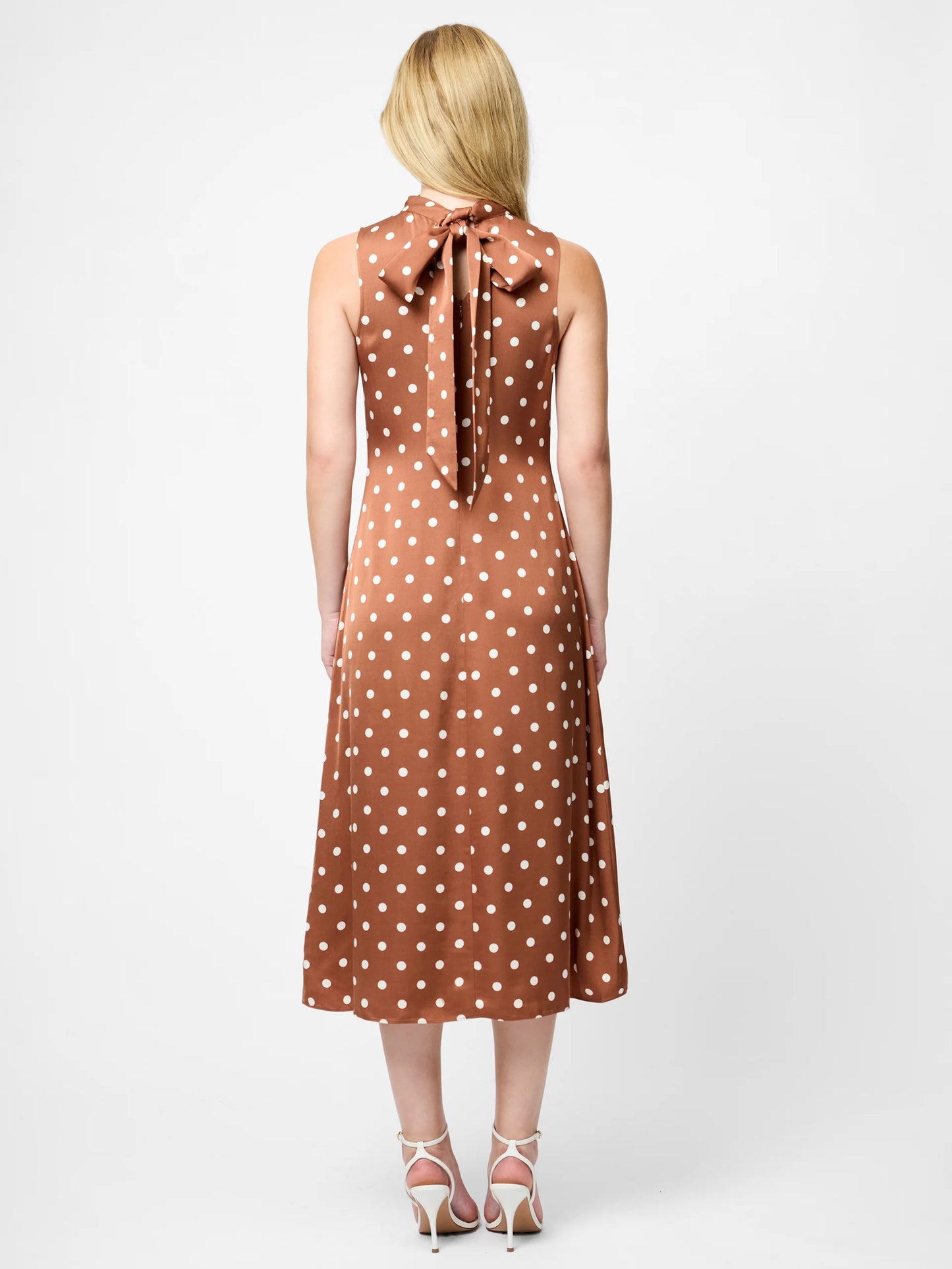 ENNIS SATIN POLKA DOT MIDI DRESS