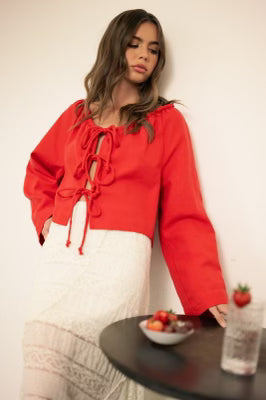 ROSE LINEN BLEND CARDIGAN