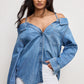 DENIM OFF SHOULDER SHIRT