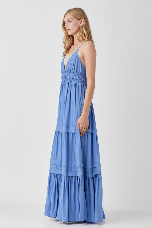 RUFFLE DETAIL MAXI DRESS