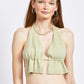 HALTER NECK CROP TOP WITH SPAGHETTI BACK STRAP