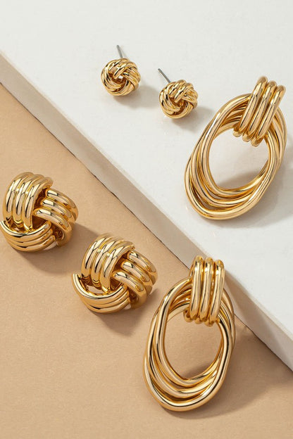 TRIO KNOT HOOP EARRINGS