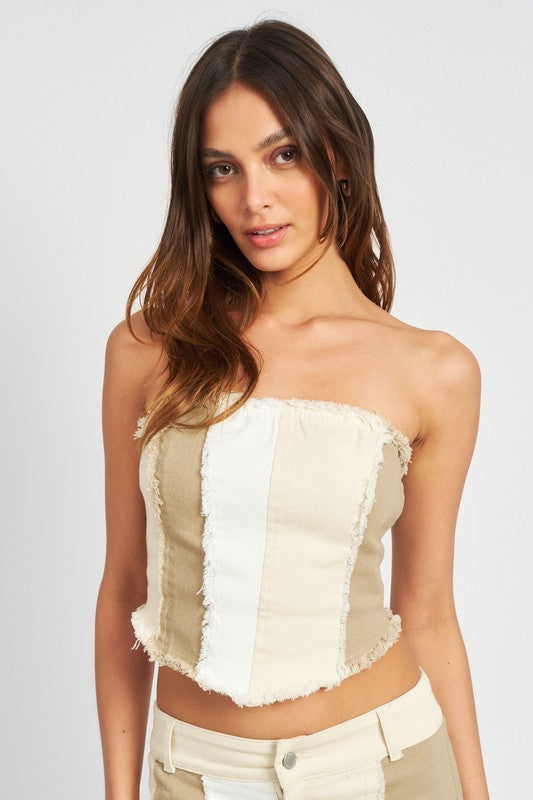 SLEEVELESS BLOCK CORSET TOP