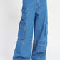 WIDE LEG DENIM PANTS WITH POCKETS