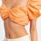 PUFF SLEEVE CROP TOP WITH RUCHED DETAIL