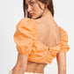 PUFF SLEEVE CROP TOP WITH RUCHED DETAIL