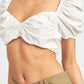 PUFF SLEEVE CROP TOP WITH RUCHED DETAIL