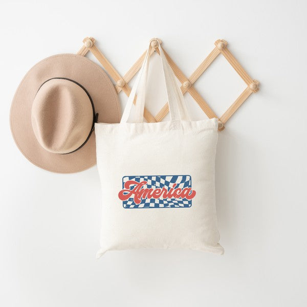 CHECKERED AMERICA TOTE BAG