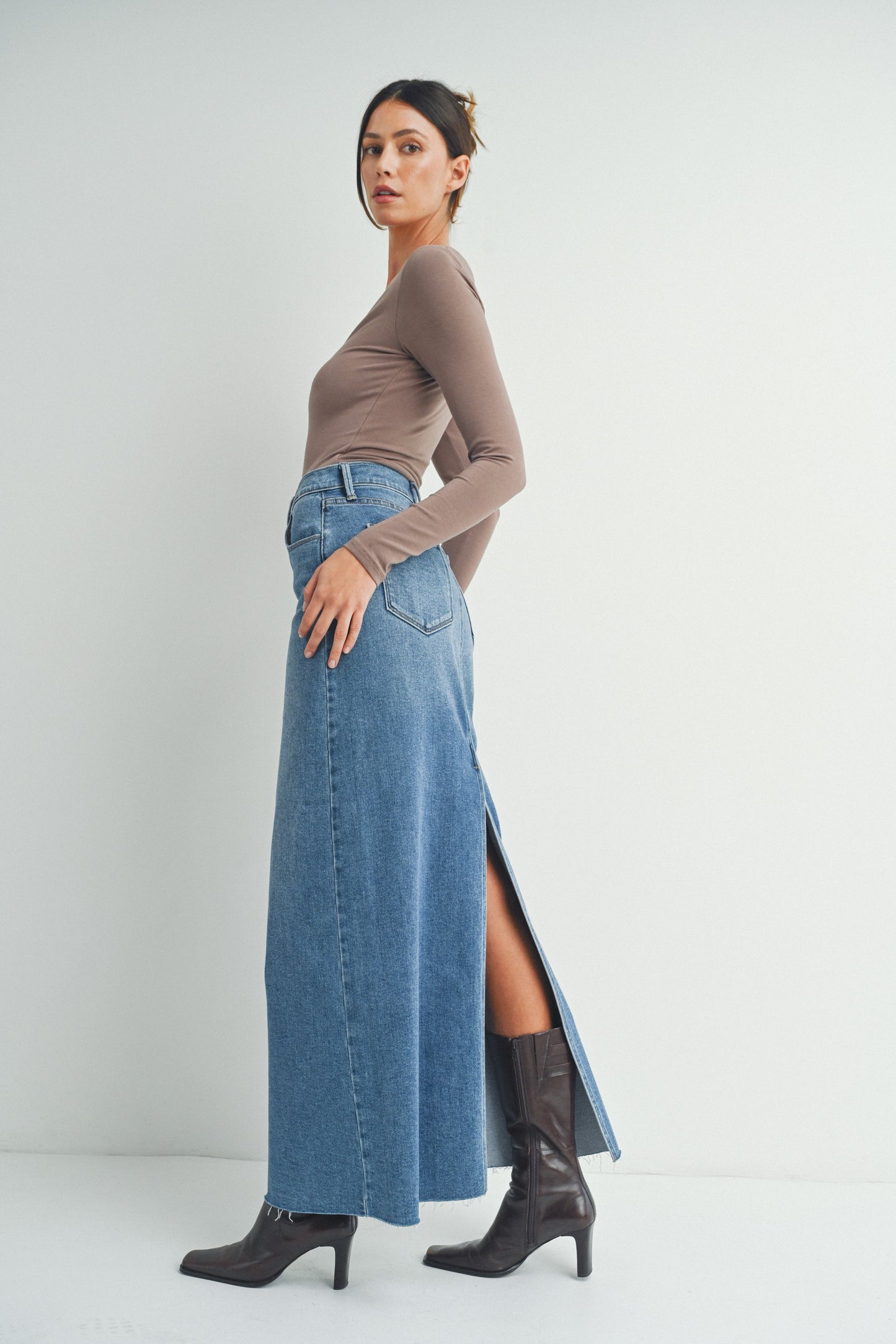 ABBY MAXI DENIM SKIRT