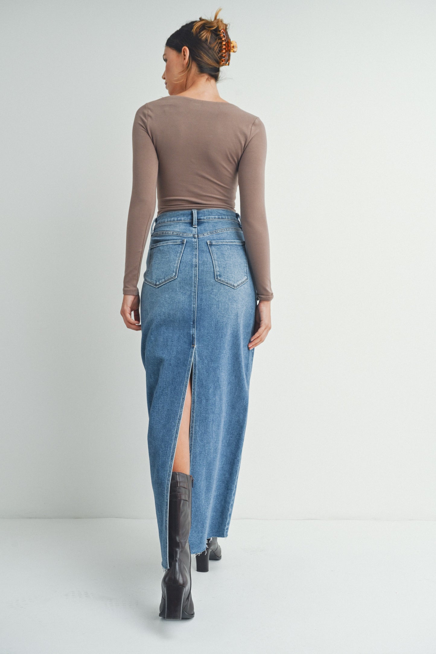 ABBY MAXI DENIM SKIRT