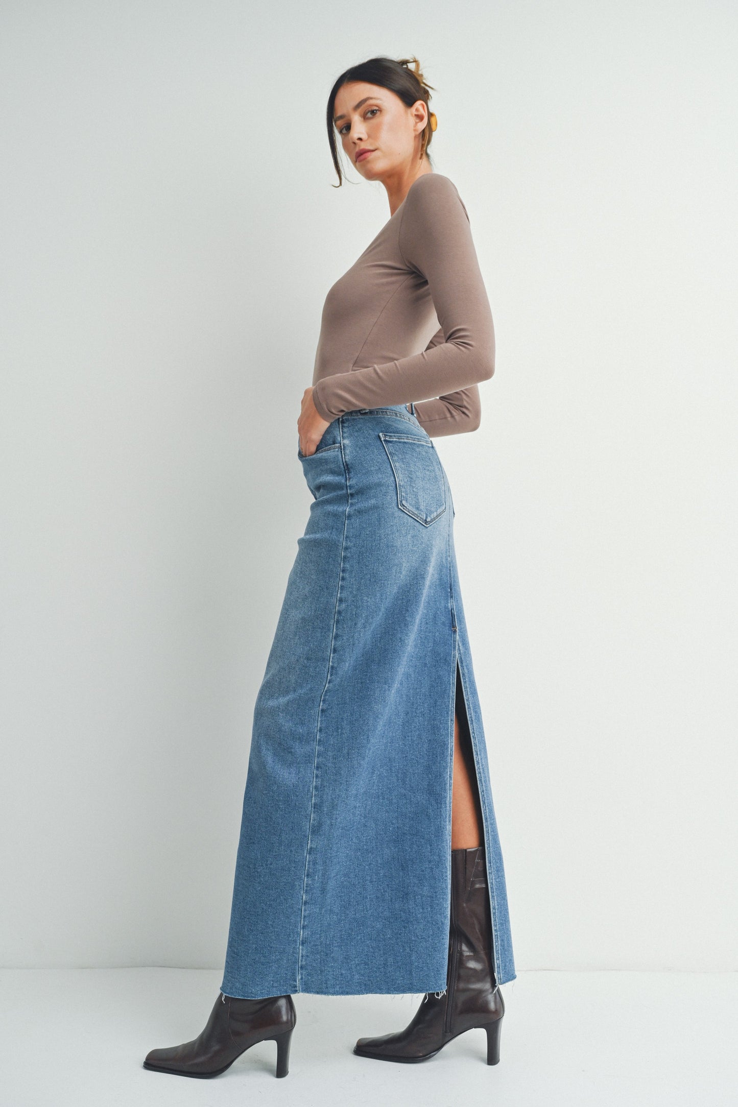 ABBY MAXI DENIM SKIRT