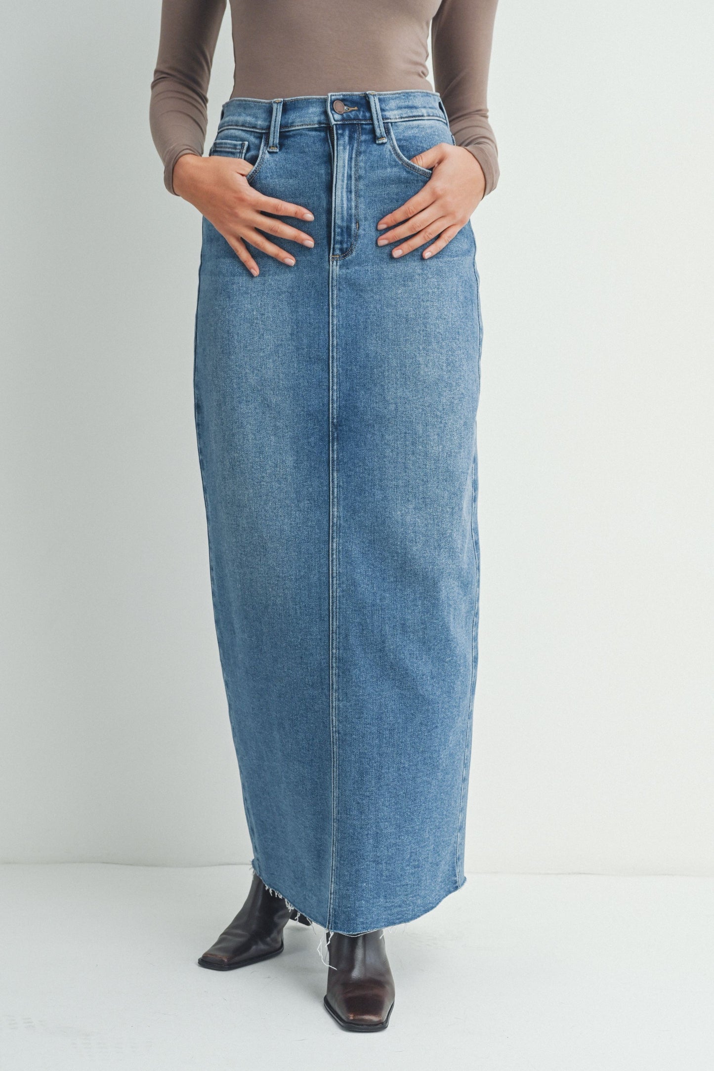 ABBY MAXI DENIM SKIRT