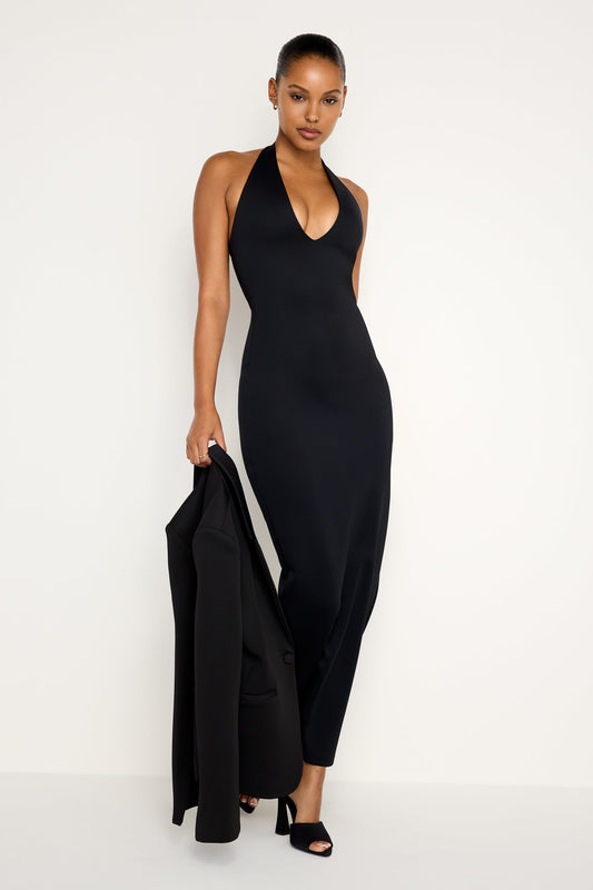 SCUBA HALTER MAXI DRESS