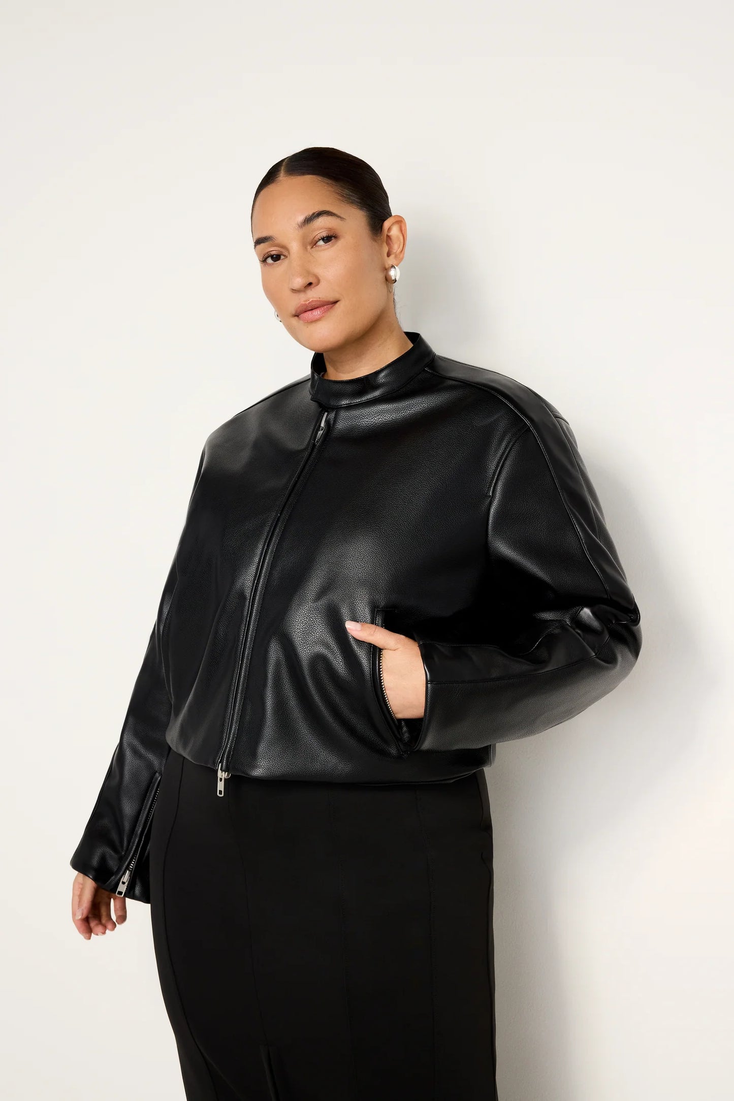 FAUX LEATHER MOTO JACKET