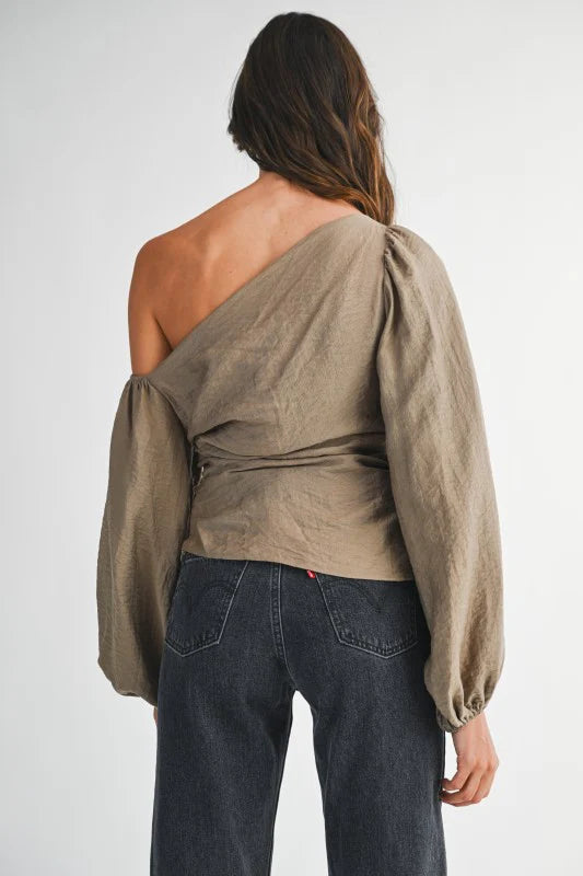 MALLORY ONE SHOULDER BALLOON SLEEVE TOP