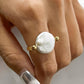 DORA 18K GOLD PEARL RING