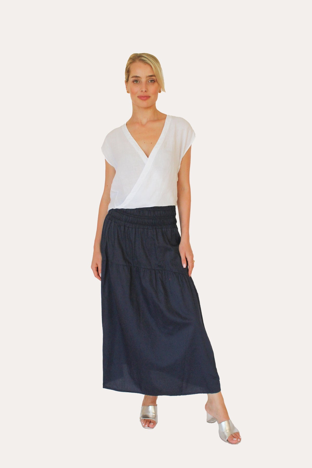 ELASTIC SHIRRING LONG SKIRT