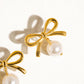 LEAH 18K GOLD BOW PEARL EARRINGS
