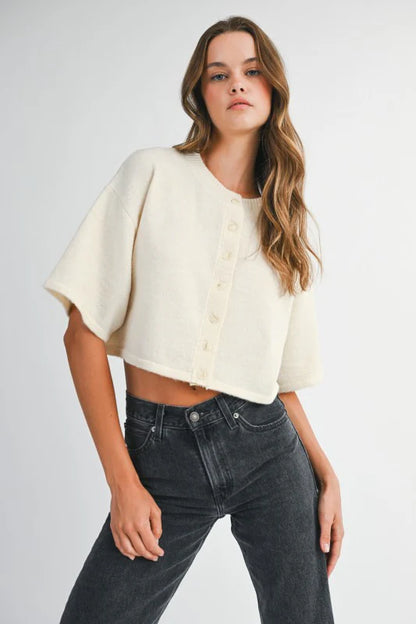 HEIDI BUTTON DOWN CROP CARDIGAN