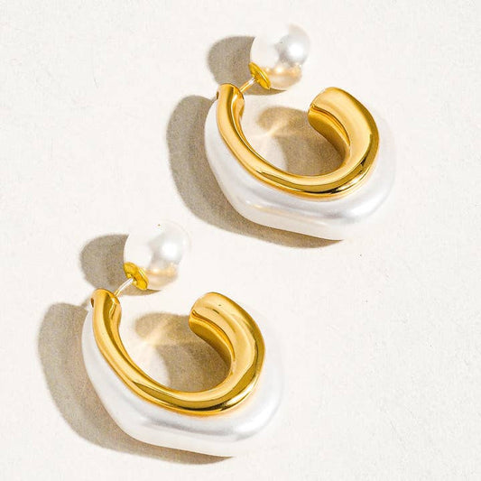 KENNEDY 18K GOLD PEARL HOOPS