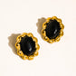 EULIE 18K GOLD OVAL STONE EARRING
