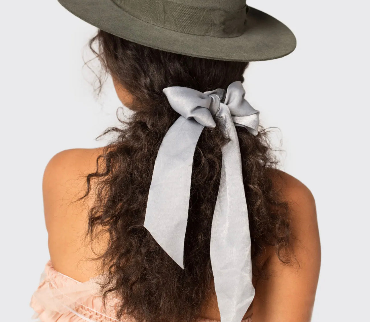 Satin Scarf Scrunchies - Black/Gray