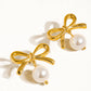 LEAH 18K GOLD BOW PEARL EARRINGS