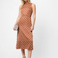 ENNIS SATIN POLKA DOT MIDI DRESS