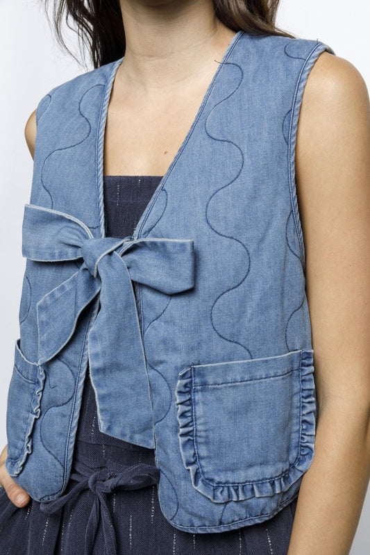 DENIM BOW-TIE VEST
