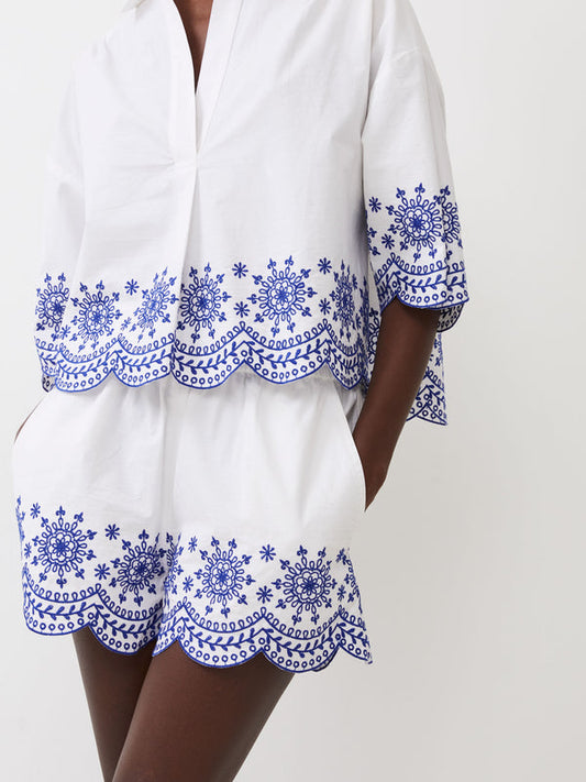 ALISSA COTTON EMBROIDERED SHORTS