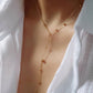 BEADED 18K GOLD TIE NECKLACE