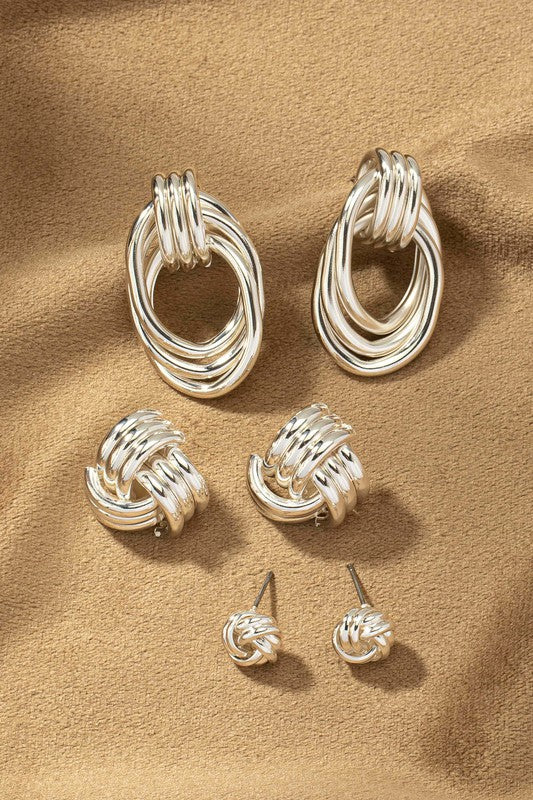 TRIO KNOT HOOP EARRINGS