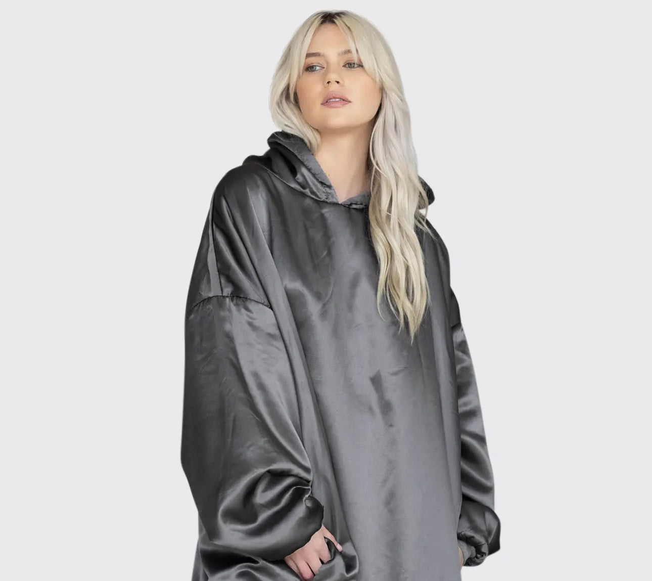 Glazey Satin Hoodie - Charcoal