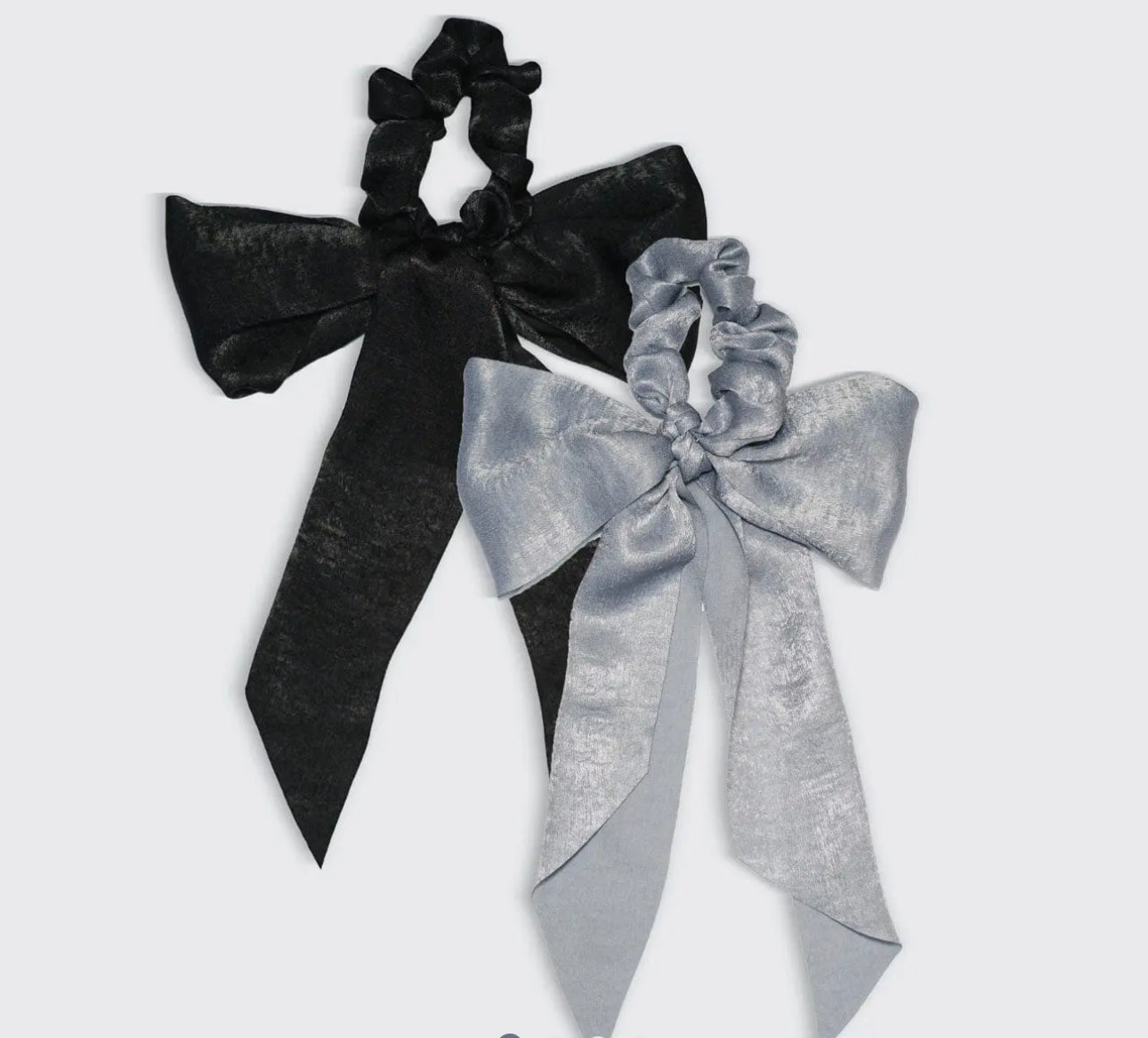 Satin Scarf Scrunchies - Black/Gray