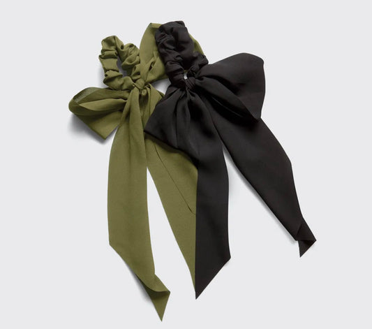 Crepe Scarf Scrunchie 2pc Set - Moss