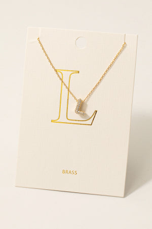 PAVE LETTER PENDANT CHAIN NECKLACE