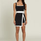 BLACK WHITE LINED ACTIVE DRESS