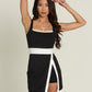 BLACK WHITE LINED ACTIVE DRESS