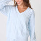 CHENILLE COZY CABLE V-NECK SWEATER