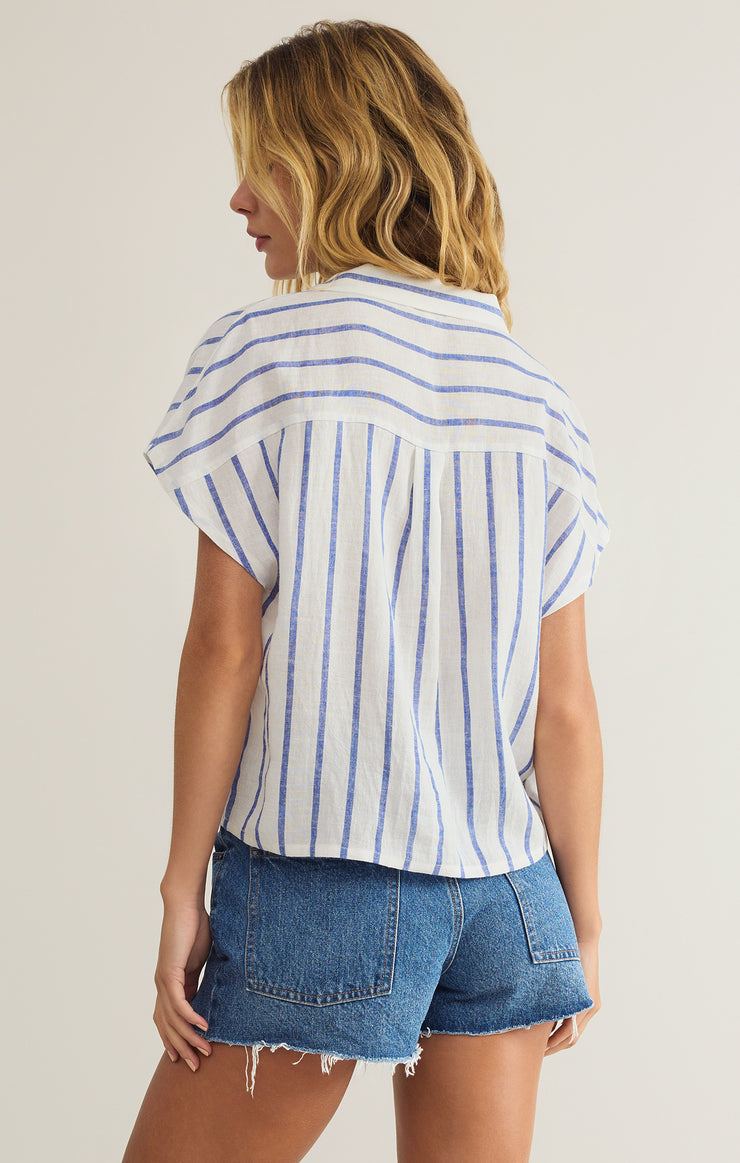SAILOR STRIPED LINEN TOP