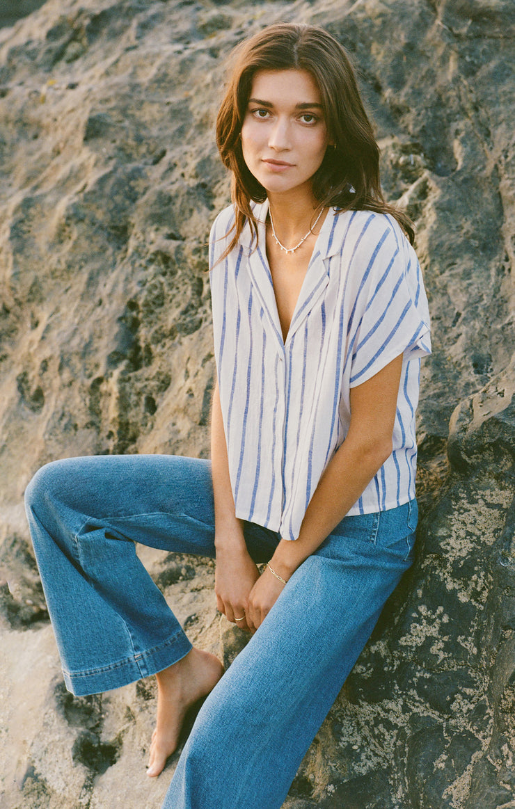 SAILOR STRIPED LINEN TOP