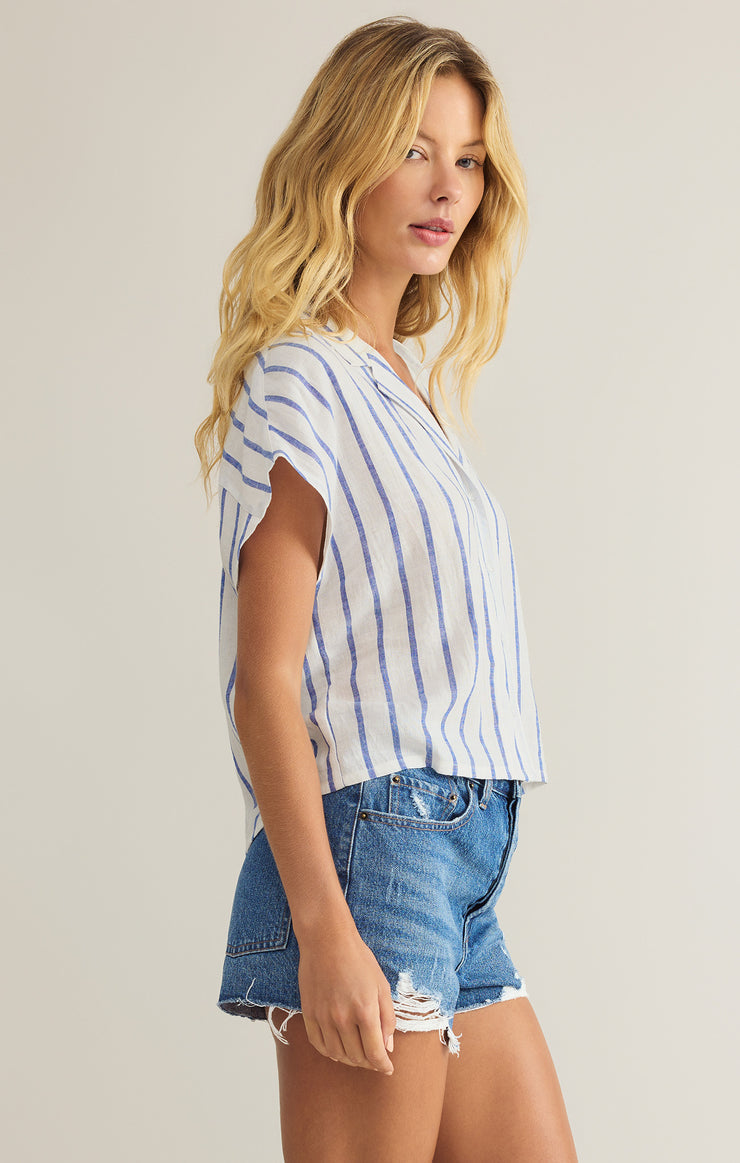 SAILOR STRIPED LINEN TOP