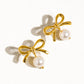 LEAH 18K GOLD BOW PEARL EARRINGS