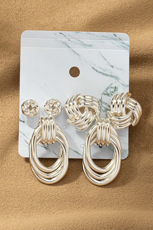 TRIO KNOT HOOP EARRINGS