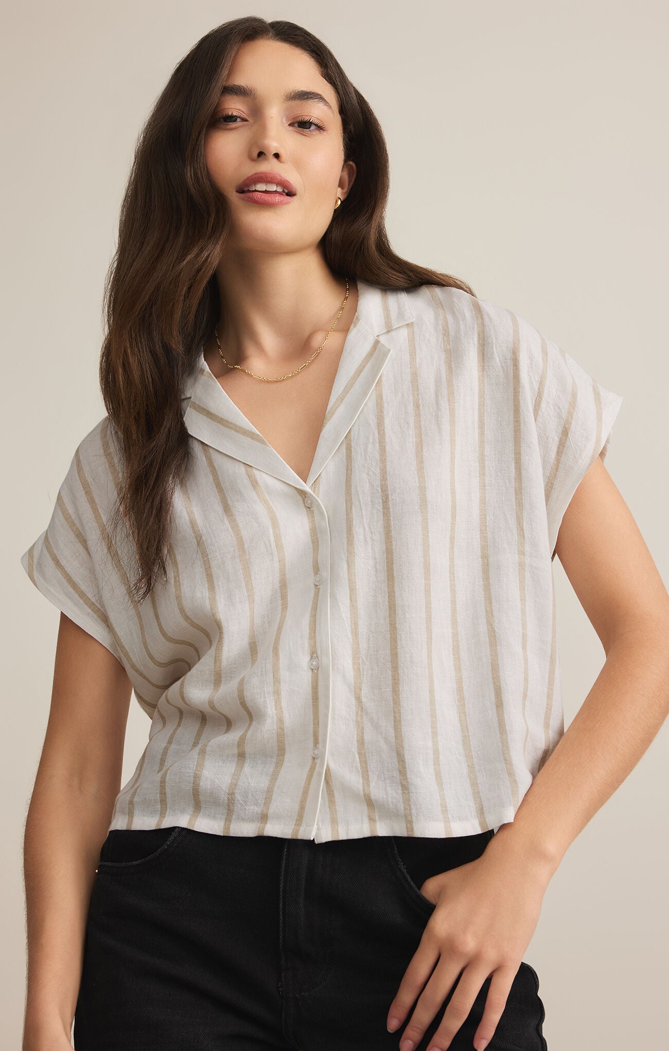 SAILOR STRIPED LINEN TOP
